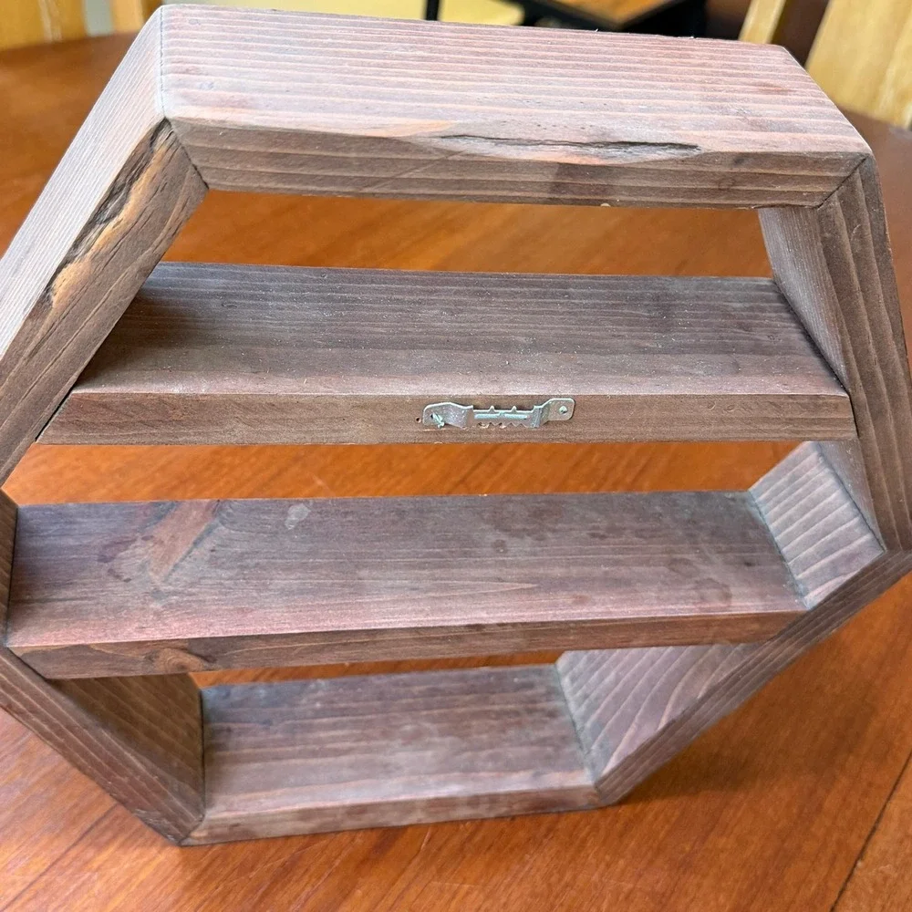 Vintage Wooden Hexagon Floating Shelf Rustic Trinkets Cottagecore Boho Granny